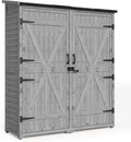 Casetta da Giardino Porta Attrezzi Porta Attrezzi da Esterno con 2 Porte con ripiani regolabili e piano inclinato 140 x 50 x 162CM Grigio