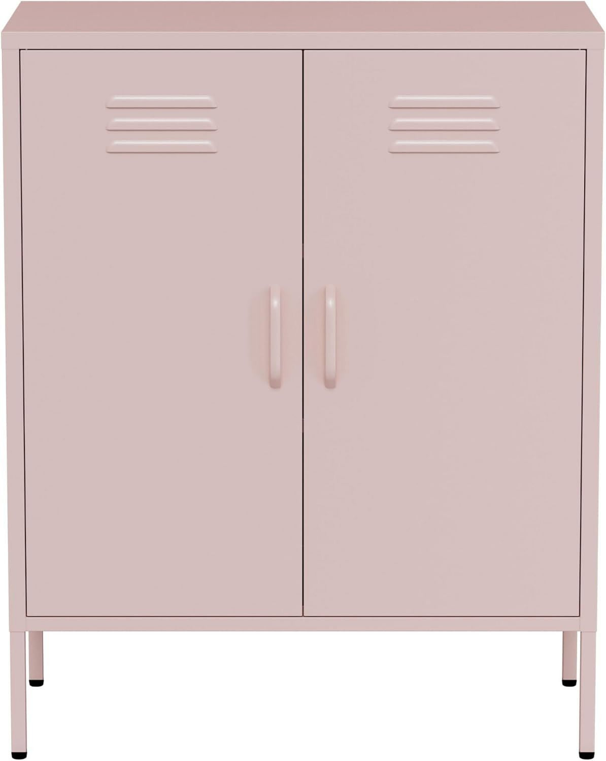 Credenza in Metallo Madia Industriale 80 x 40 x 100 per Soggiorno Mobile Basso Contenitore cm Acciaio Verniciato Rosa