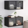 Casa Giardino Pensile Armadietti con Ante in Vetro 2 pz Nero 68.5x37x35 cm