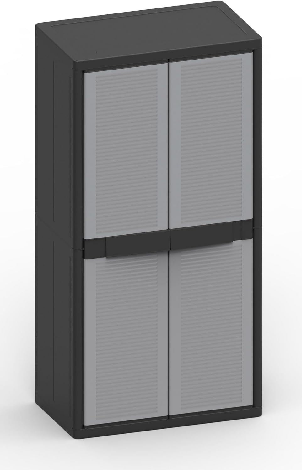 Armadio Bonussi Modulare da Esterno 89 cm 2 Ante 3 Ripiani in Polipropilene Jumbo Cab e 7 x 53 7 x 180 Grigio Nero