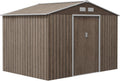 Outsunny Casetta da Giardino 5m² con Kit Fondazione Acciaio Marrone Chiaro Acciaio Zincato Prese d Aria Tetto Inclinato Doppia Porta Scorrevole Bloccabile Capanno Porta Attrezzi