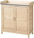 armadio Outsunny da giardino tavolo in con base con 2 ripiani casetta x x legno per piante per attrezzi per attrezzi casetta da giardino natura esterna 83 40 92 cm