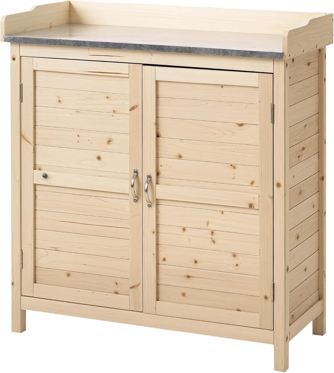 armadio Outsunny da giardino tavolo in con base con 2 ripiani casetta x x legno per piante per attrezzi per attrezzi casetta da giardino natura esterna 83 40 92 cm