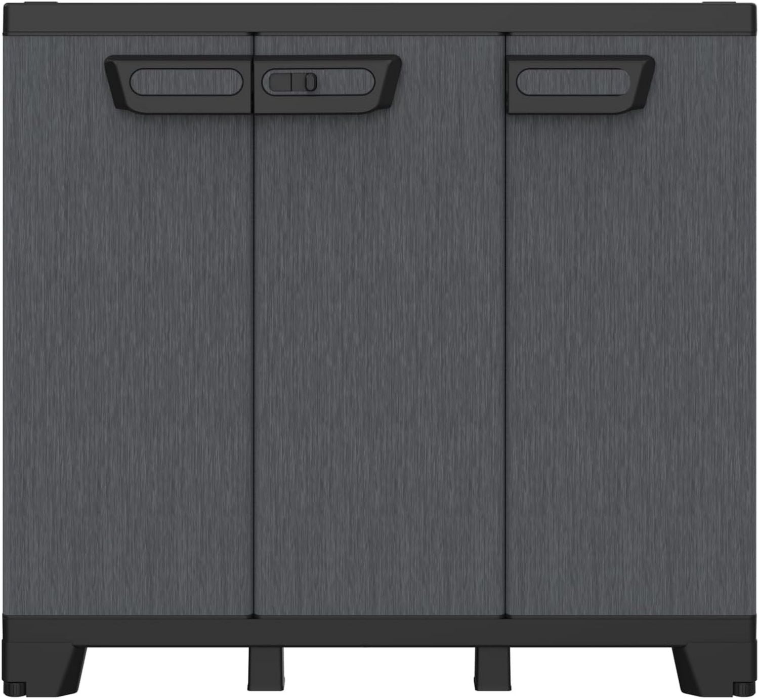 Armadietto Ardesia 102B a 3 Ante Divisorio Verticale 1 Ripiano Interno Regolabile Effetto Pietra da Esterno e Interno Coperto 5 cm 102 x 39 x 93