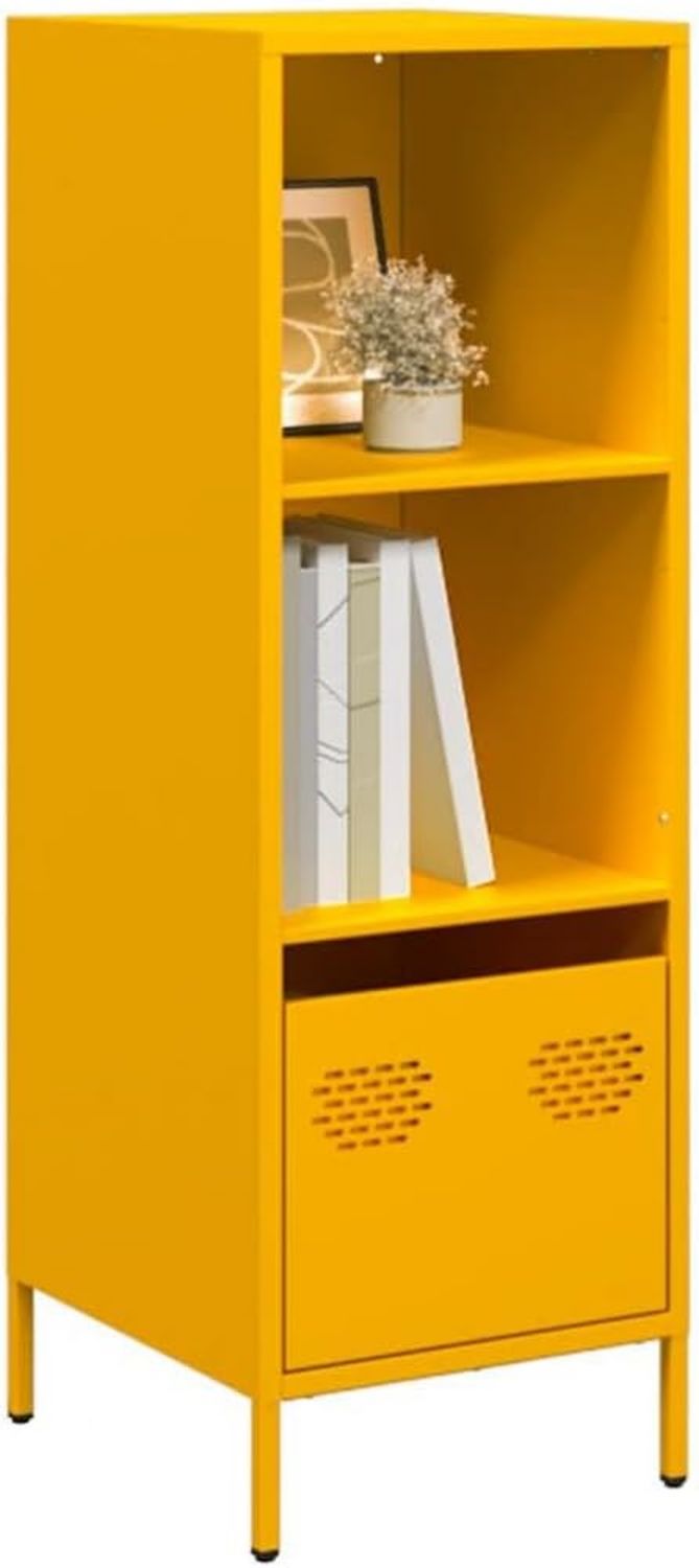 Home Giardino Highboard Giallo Senape 35x39x103 5 cm Acciaio