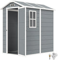 Outsunny Casetta da Giardino 2.1m² in PP e Alluminio con Pavimento Grigio Capanno da Giardino Porta Attrezzi Doppia Porta Bloccabile Prese d Aria Finestre Tetto Inclinato Guanti