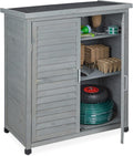 Armadietto Relaxdays da Giardino 3 Scomparti Ripiano Inclinato Mobiletto a 2 Ante in cm 97 x 86 5 x 47 Legno Grigio